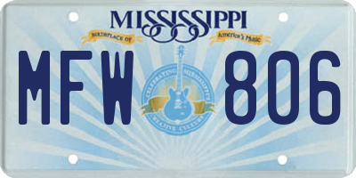 MS license plate MFW806