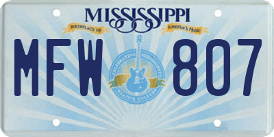 MS license plate MFW807