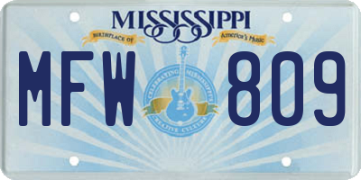 MS license plate MFW809