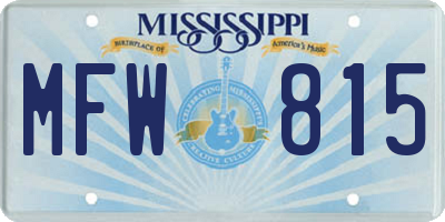MS license plate MFW815