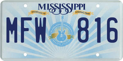 MS license plate MFW816