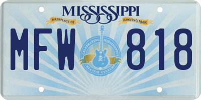 MS license plate MFW818