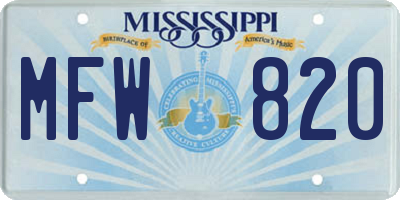 MS license plate MFW820