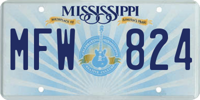 MS license plate MFW824