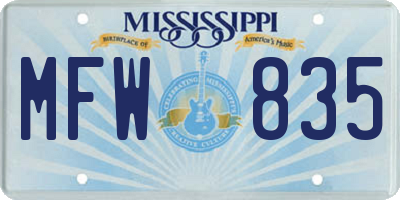 MS license plate MFW835