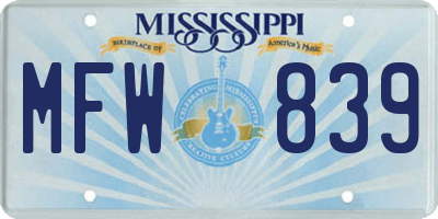 MS license plate MFW839