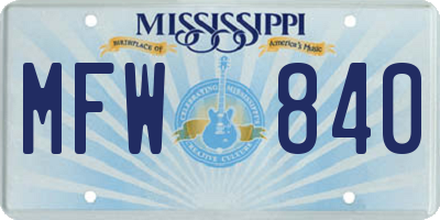 MS license plate MFW840