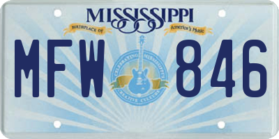 MS license plate MFW846