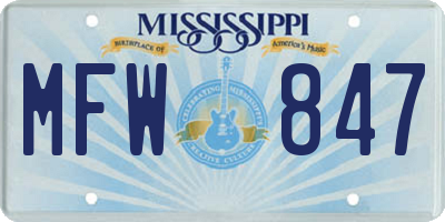 MS license plate MFW847