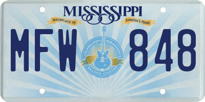 MS license plate MFW848