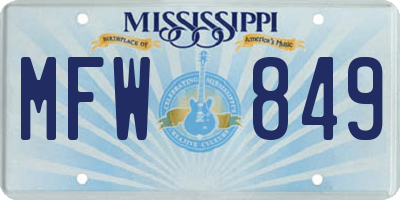 MS license plate MFW849