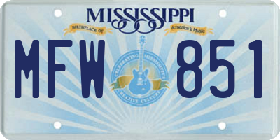 MS license plate MFW851