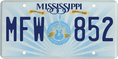 MS license plate MFW852