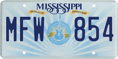 MS license plate MFW854