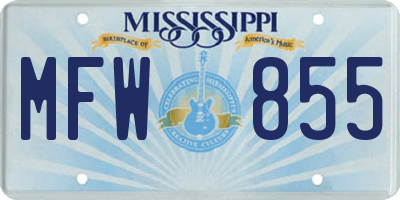 MS license plate MFW855