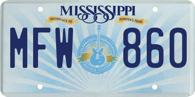 MS license plate MFW860