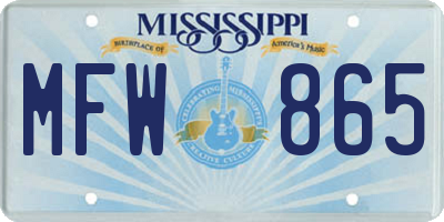 MS license plate MFW865