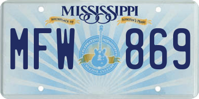 MS license plate MFW869