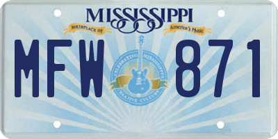 MS license plate MFW871