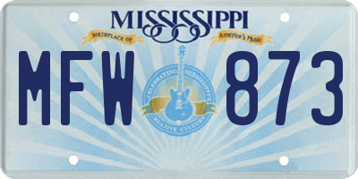 MS license plate MFW873