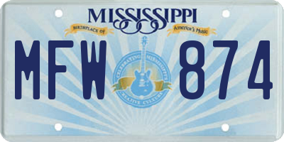 MS license plate MFW874