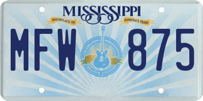 MS license plate MFW875
