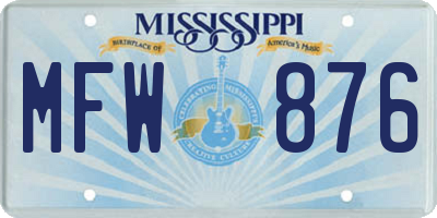 MS license plate MFW876