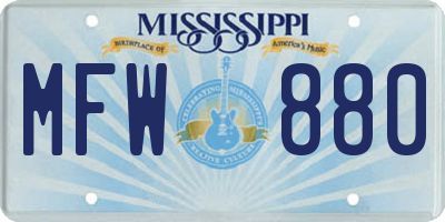 MS license plate MFW880