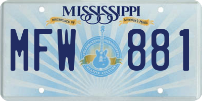 MS license plate MFW881