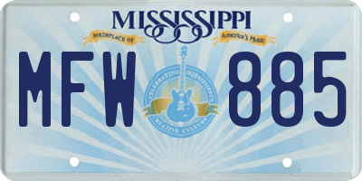 MS license plate MFW885
