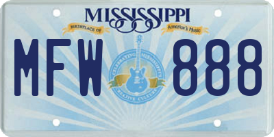 MS license plate MFW888