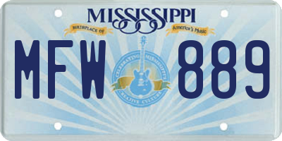 MS license plate MFW889
