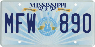 MS license plate MFW890