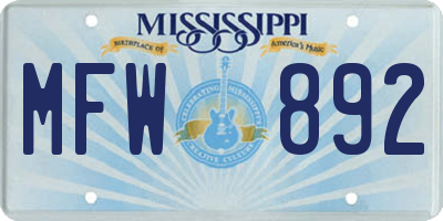 MS license plate MFW892