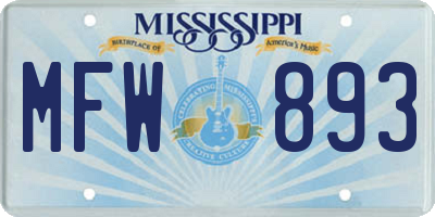 MS license plate MFW893