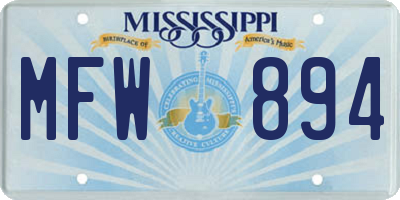 MS license plate MFW894