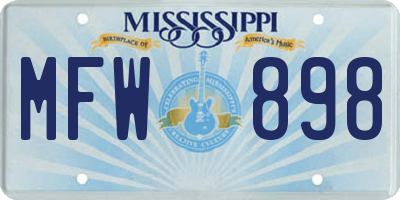 MS license plate MFW898