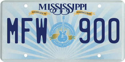 MS license plate MFW900