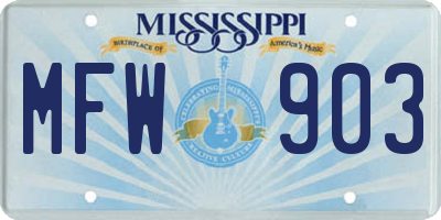 MS license plate MFW903