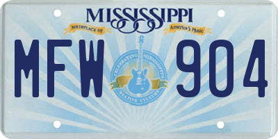 MS license plate MFW904