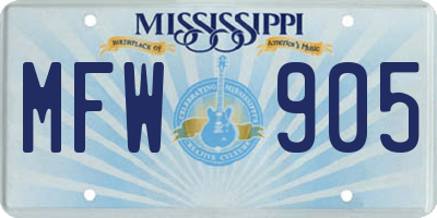 MS license plate MFW905