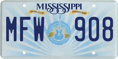 MS license plate MFW908