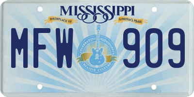 MS license plate MFW909