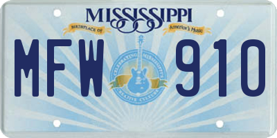 MS license plate MFW910