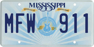 MS license plate MFW911
