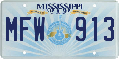MS license plate MFW913