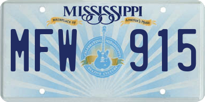 MS license plate MFW915