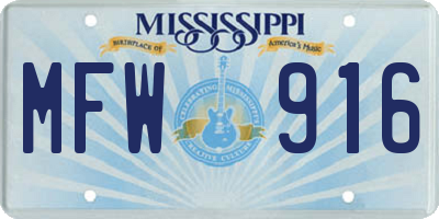 MS license plate MFW916