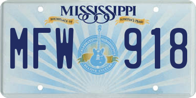 MS license plate MFW918
