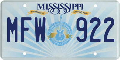 MS license plate MFW922
